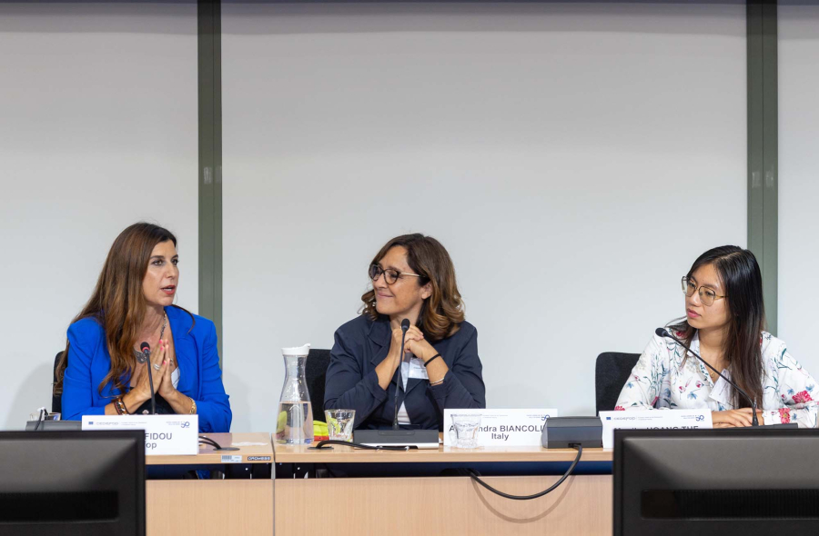 Three women in a panel