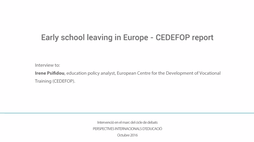 An unsolved problem: How to address early school leaving? - By Irene Psifidou (CEDEFOP)
