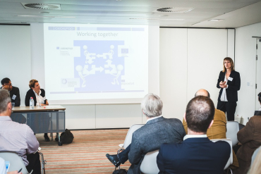 Pascaline Descy speaking at the ESCO conference
